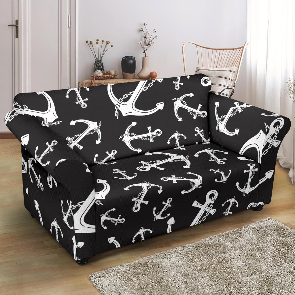 Anchor Black White Loveseat Slipcover-JTAMIGO.COM