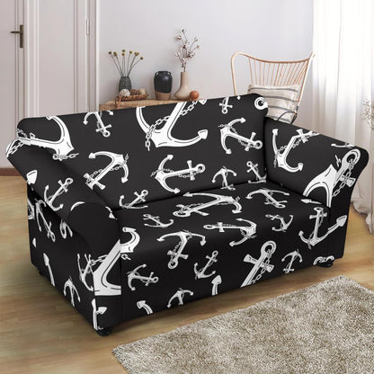 Anchor Black White Loveseat Slipcover-JTAMIGO.COM