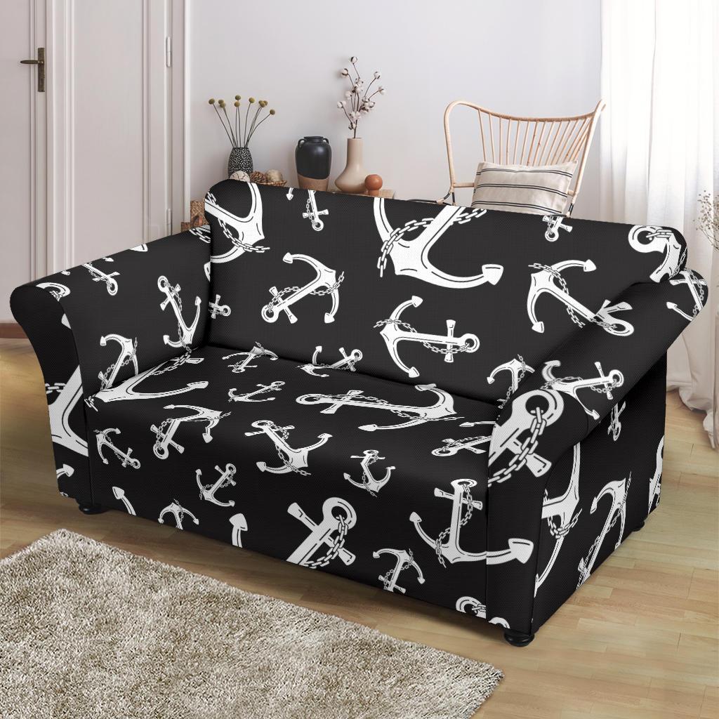 Anchor Black White Loveseat Slipcover-JTAMIGO.COM