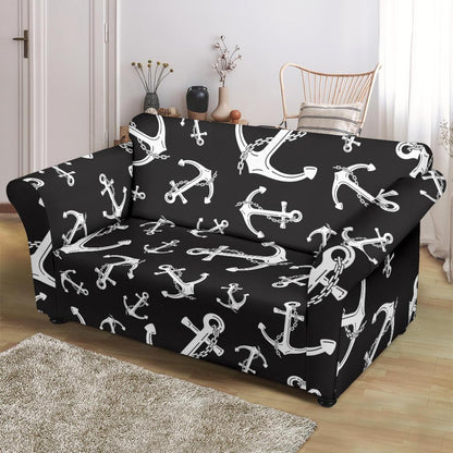 Anchor Black White Loveseat Slipcover-JTAMIGO.COM