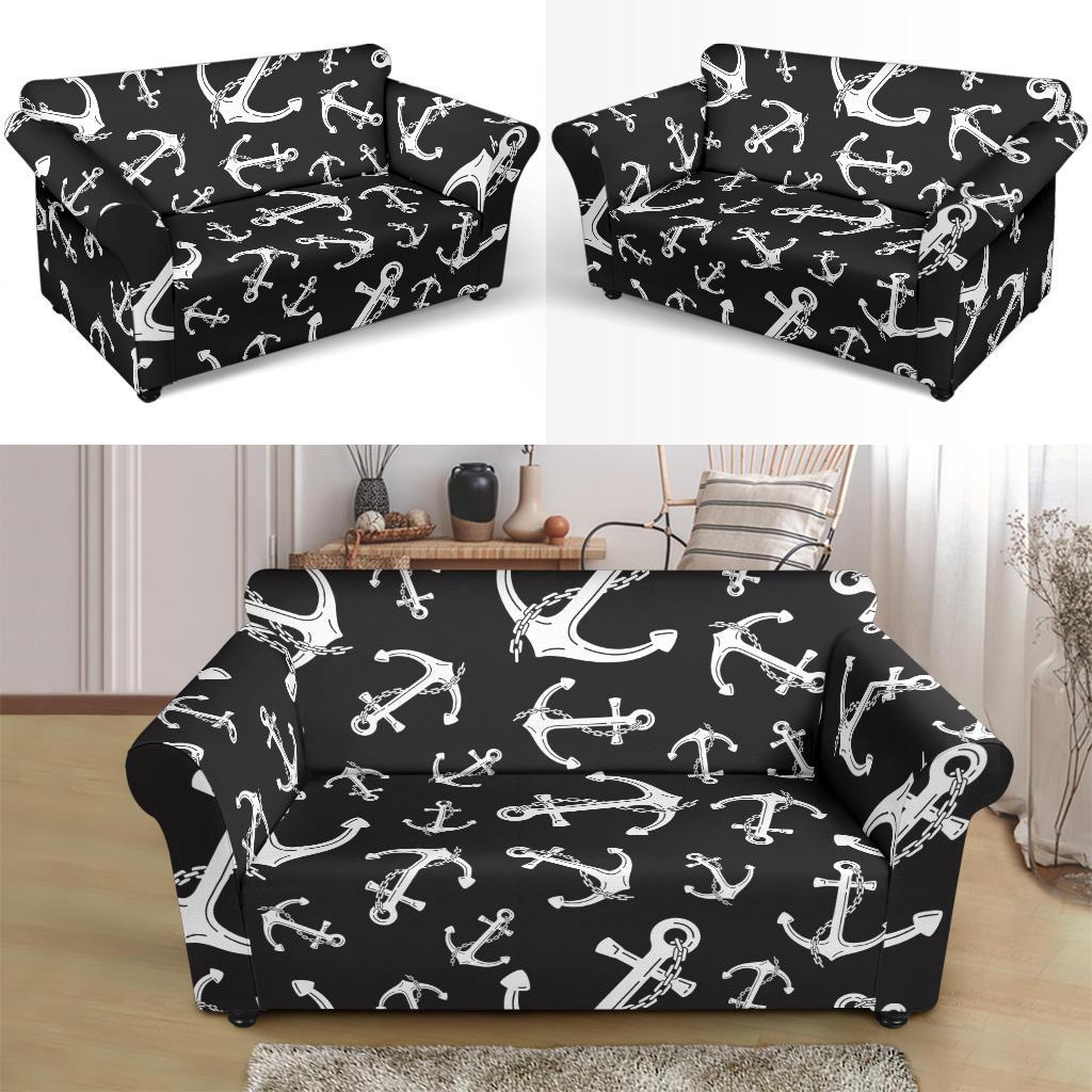 Anchor Black White Loveseat Slipcover-JTAMIGO.COM