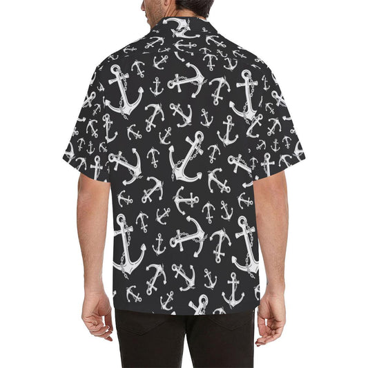 Anchor Black White Men Aloha Hawaiian Shirt