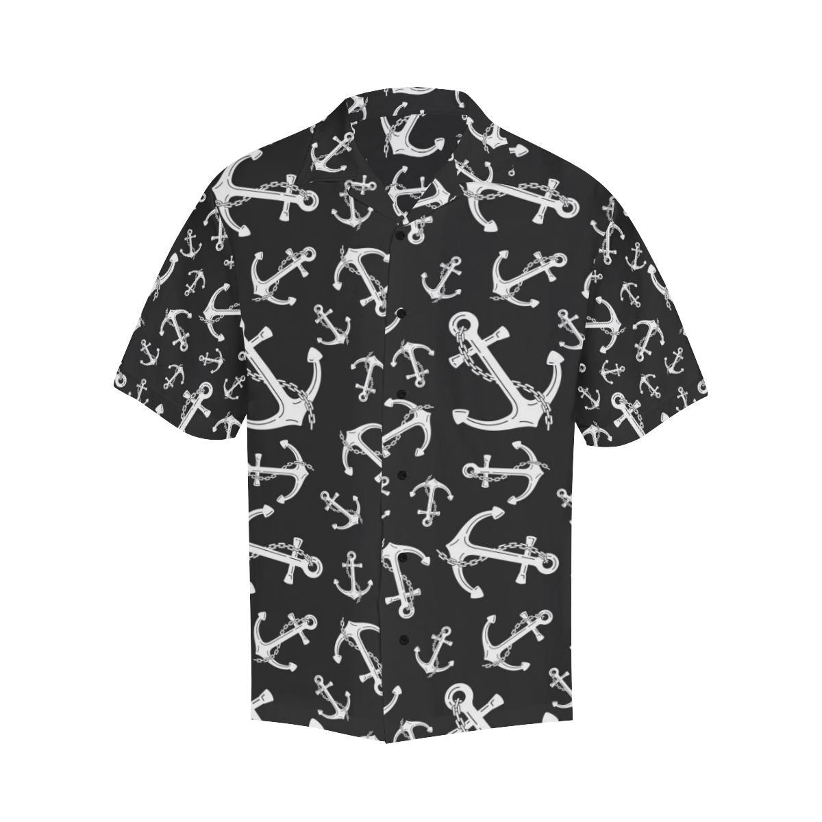 Anchor Black White Men Aloha Hawaiian Shirt