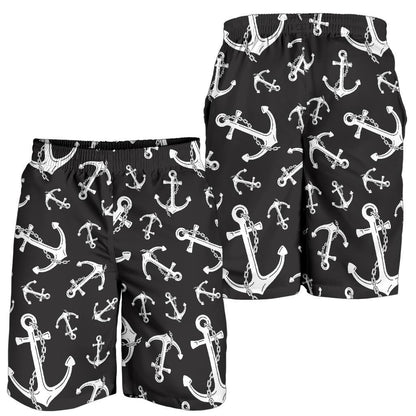 Anchor Black White Mens Shorts-JTAMIGO.COM