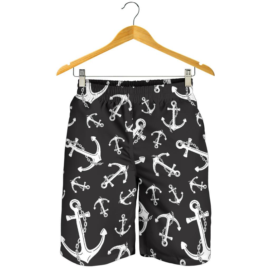 Anchor Black White Mens Shorts-JTAMIGO.COM