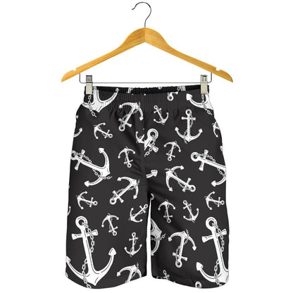 Anchor Black White Mens Shorts-JTAMIGO.COM