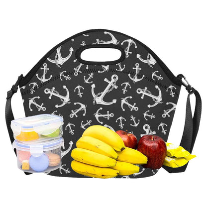Anchor Black White Neoprene Lunch Bag (Model 1669)(Large)-JTAMIGO.COM
