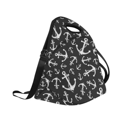 Anchor Black White Neoprene Lunch Bag (Model 1669)(Large)-JTAMIGO.COM