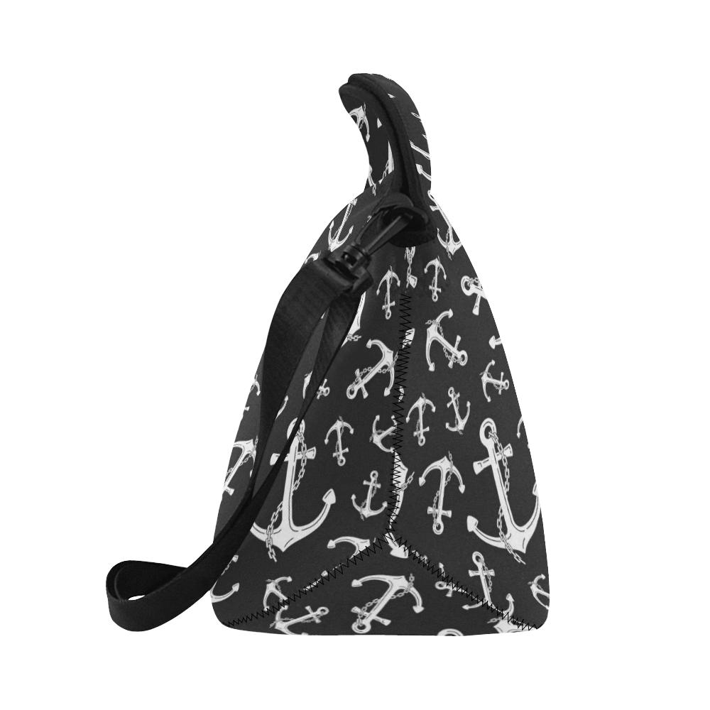 Anchor Black White Neoprene Lunch Bag (Model 1669)(Large)-JTAMIGO.COM