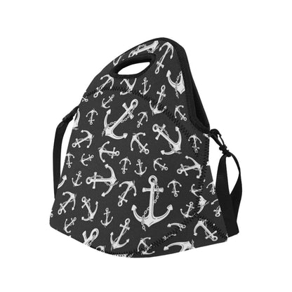 Anchor Black White Neoprene Lunch Bag (Model 1669)(Large)-JTAMIGO.COM
