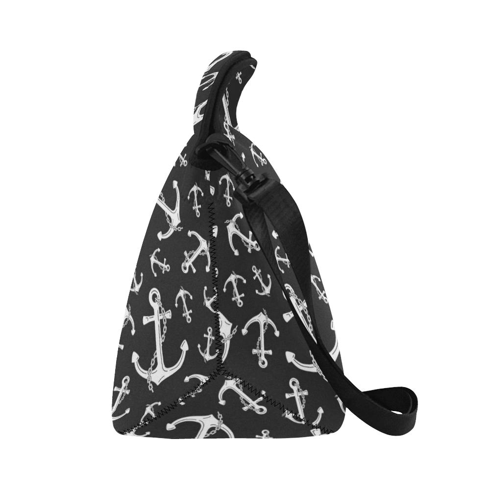 Anchor Black White Neoprene Lunch Bag (Model 1669)(Large)-JTAMIGO.COM
