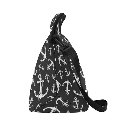 Anchor Black White Neoprene Lunch Bag (Model 1669)(Large)-JTAMIGO.COM
