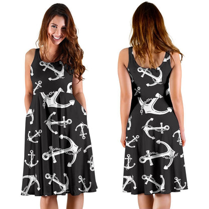 Anchor Black White Sleeveless Dress