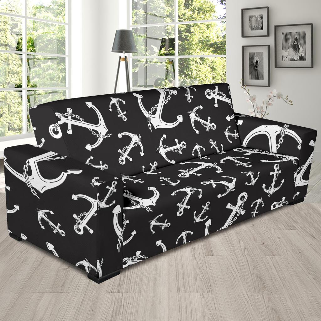 Anchor Black White Sofa Slipcover-JTAMIGO.COM