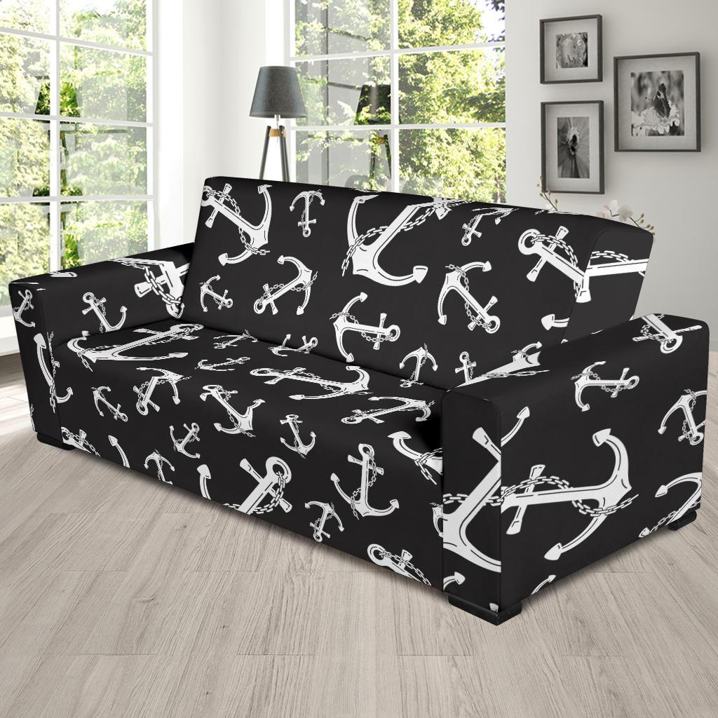 Anchor Black White Sofa Slipcover-JTAMIGO.COM