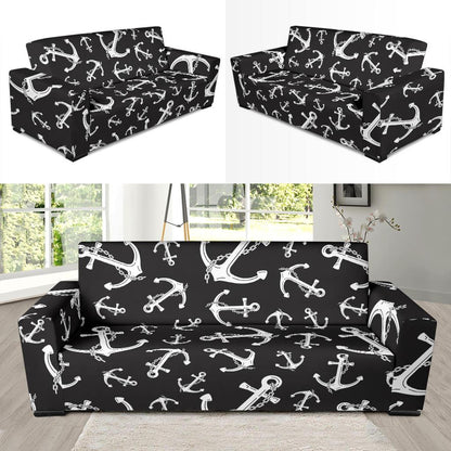 Anchor Black White Sofa Slipcover-JTAMIGO.COM