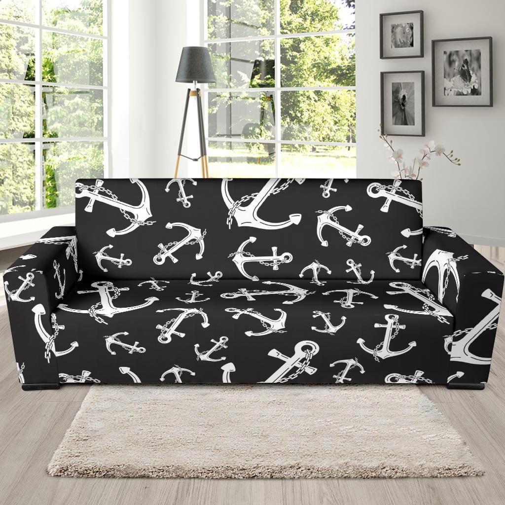 Anchor Black White Sofa Slipcover-JTAMIGO.COM