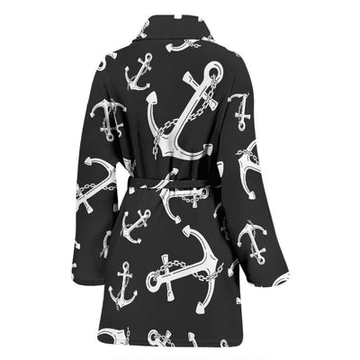 Anchor Black White Women Bath Robe-JTAMIGO.COM