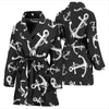 Anchor Black White Women Bath Robe-JTAMIGO.COM