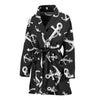 Anchor Black White Women Bath Robe-JTAMIGO.COM