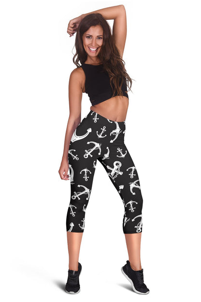 Anchor Black White Women Capris