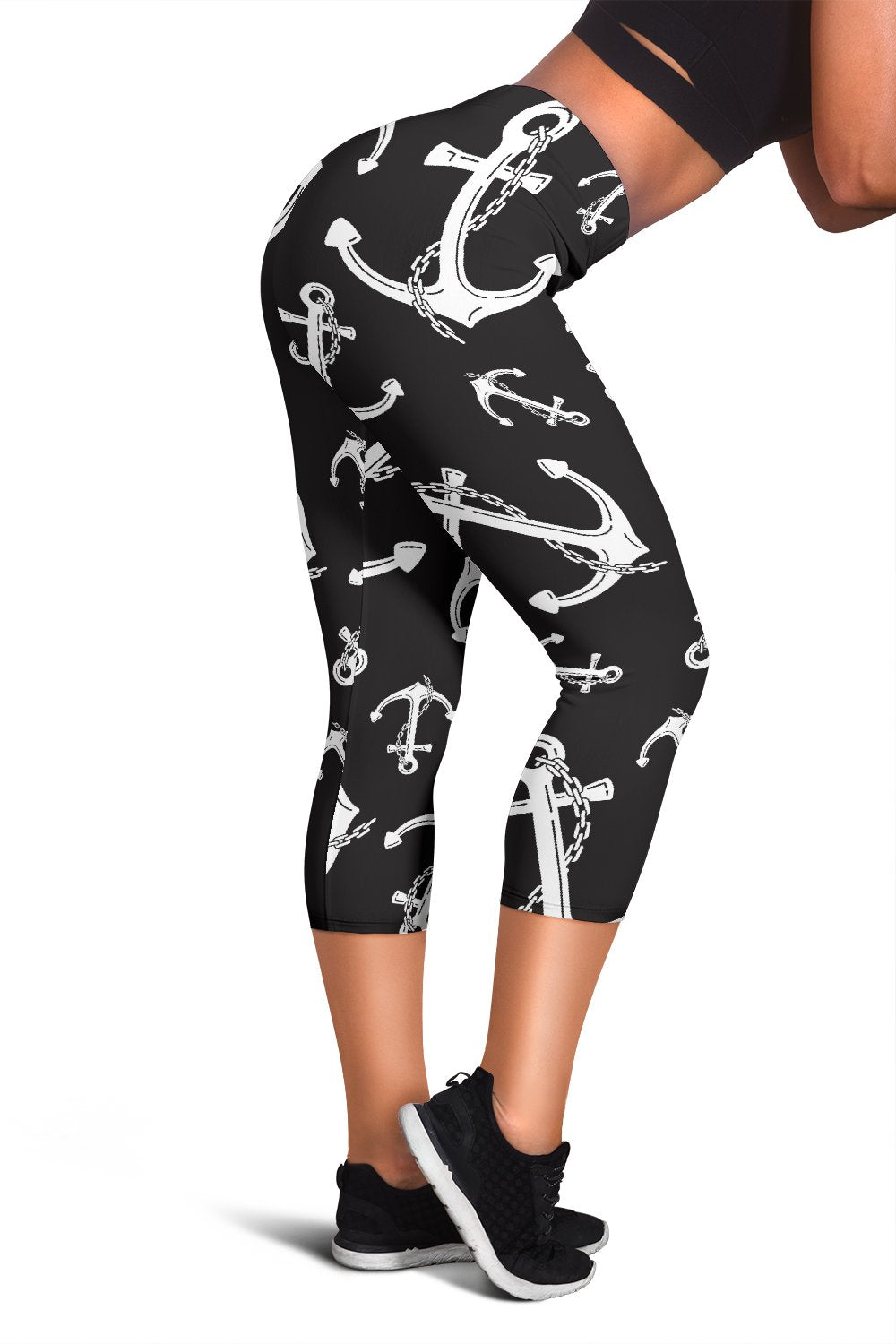 Anchor Black White Women Capris