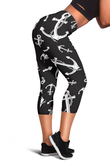 Anchor Black White Women Capris