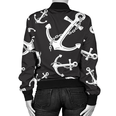 Anchor Black White Women Casual Bomber Jacket