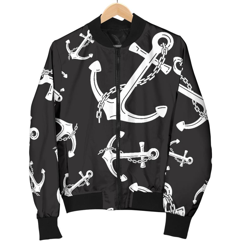 Anchor Black White Women Casual Bomber Jacket