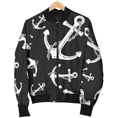 Anchor Black White Women Casual Bomber Jacket