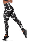 Anchor Black White Women Leggings