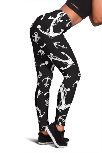 Anchor Black White Women Leggings