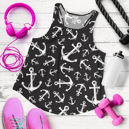 Anchor Black White Women Racerback Tank Top