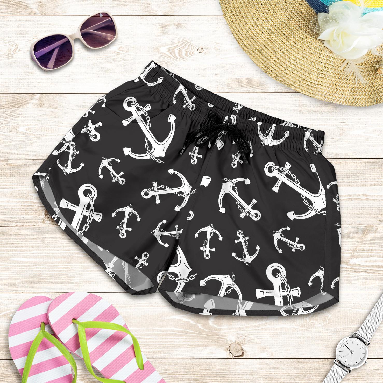Anchor Black White Women Shorts-JTAMIGO.COM