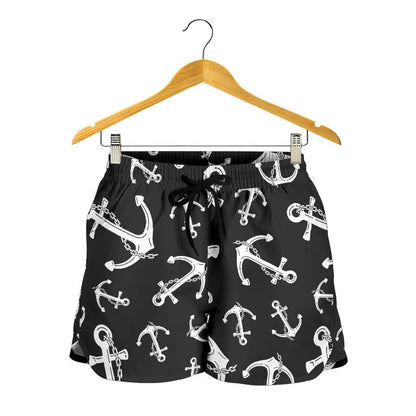 Anchor Black White Women Shorts-JTAMIGO.COM
