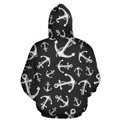 Anchor Black White Zip Up Hoodie