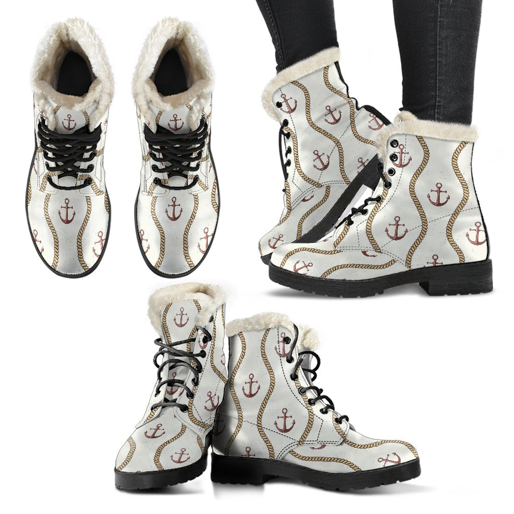 Anchor Classic Faux Fur Leather Boots-JTAMIGO.COM