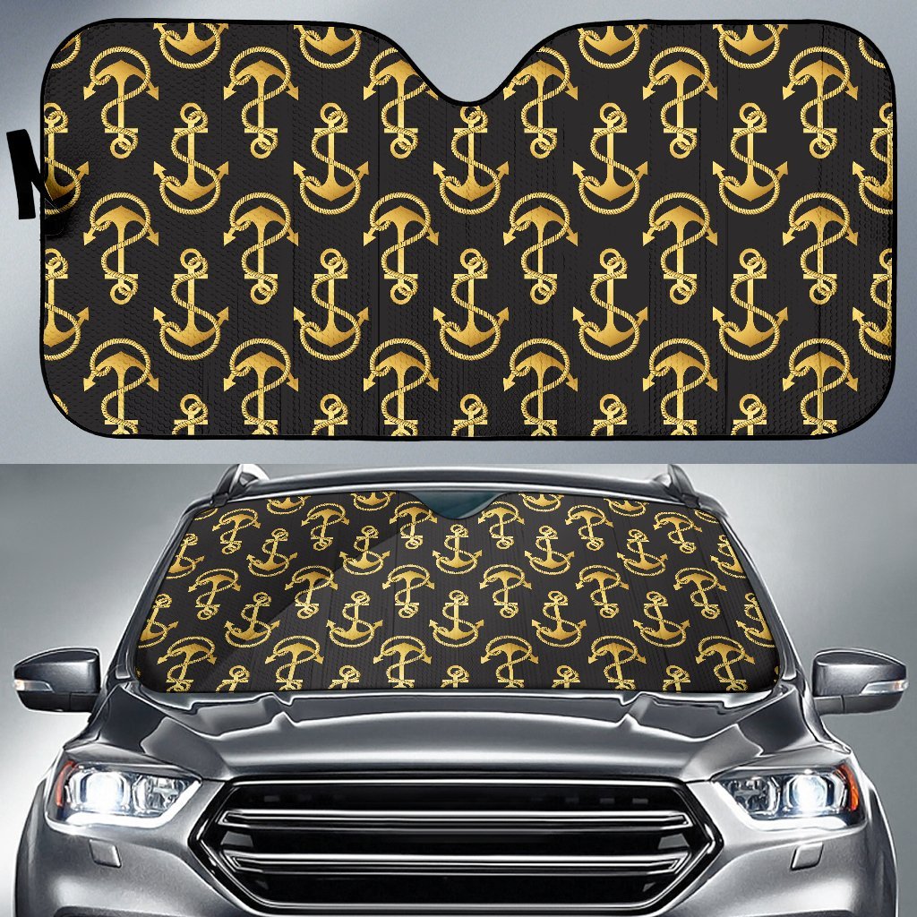 Anchor Gold Pattern Car Sun Shade For Windshield