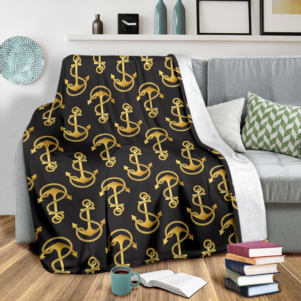 Anchor Gold Pattern Fleece Blanket