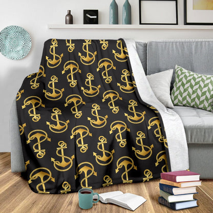 Anchor Gold Pattern Fleece Blanket
