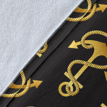 Anchor Gold Pattern Fleece Blanket