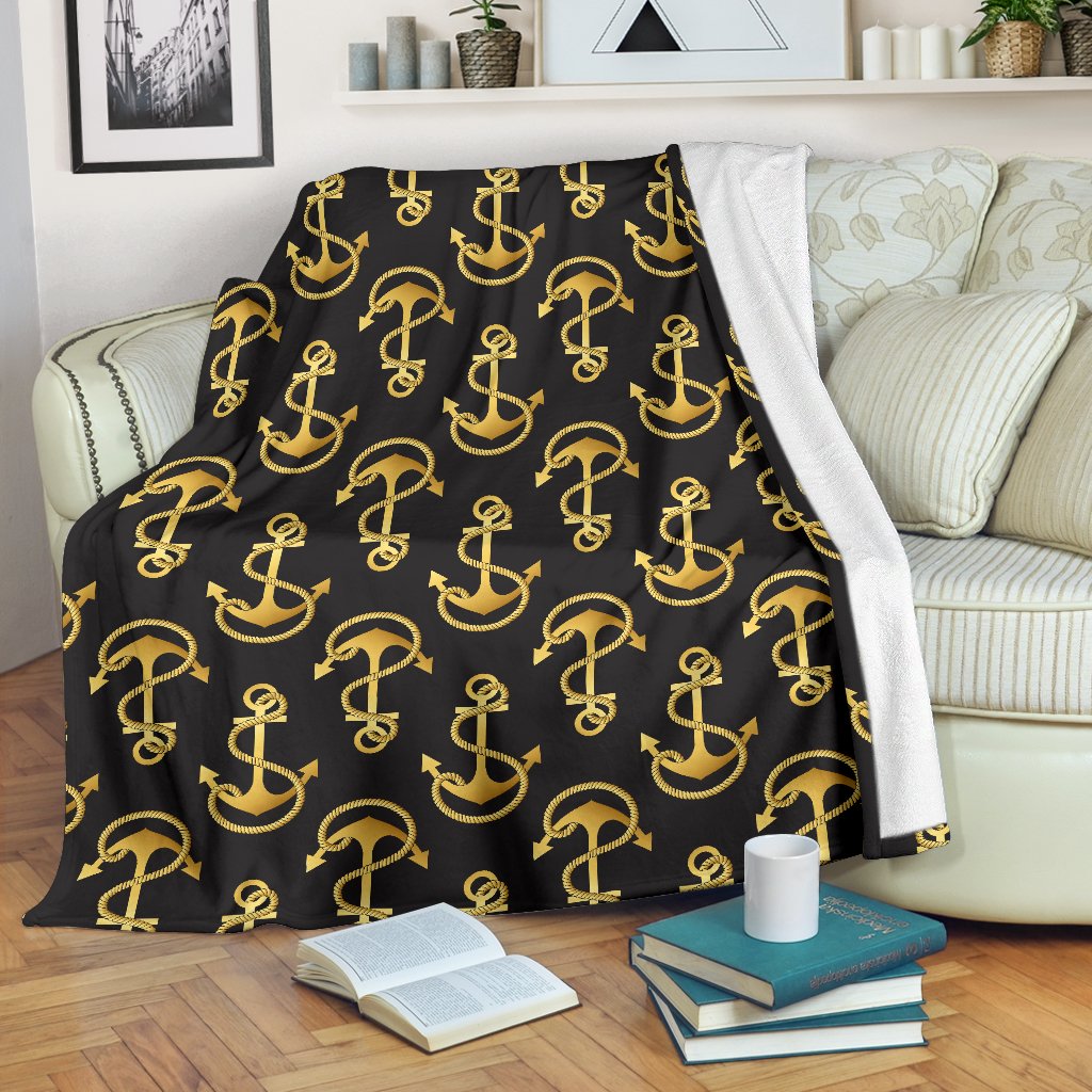Anchor Gold Pattern Fleece Blanket