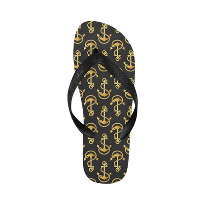 Anchor Gold Pattern Flip Flops-JTAMIGO.COM