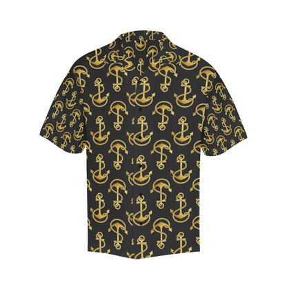 Anchor Gold Pattern Men Aloha Hawaiian Shirt