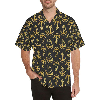 Anchor Gold Pattern Men Aloha Hawaiian Shirt