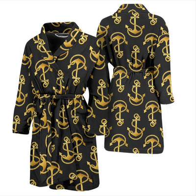 Anchor Gold Pattern Men Bath Robe-JTAMIGO.COM