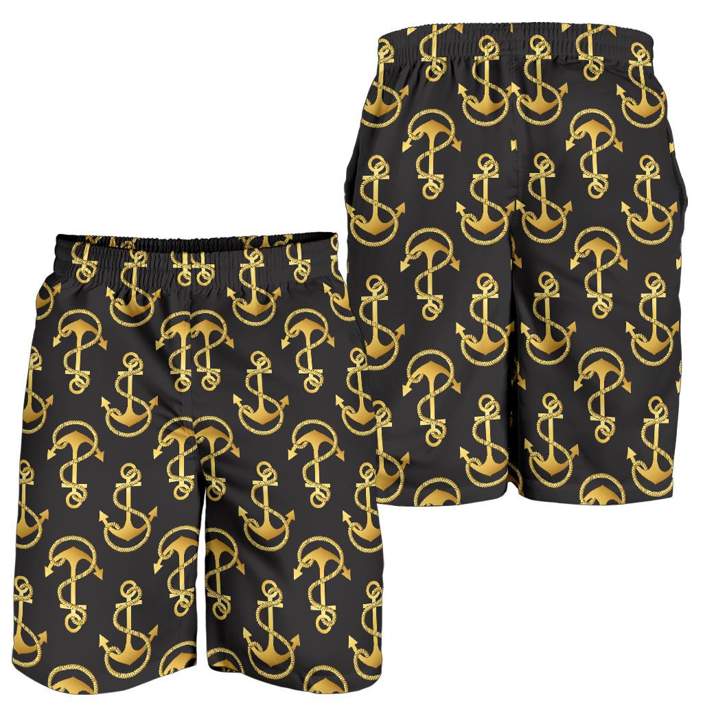 Anchor Gold Pattern Mens Shorts-JTAMIGO.COM