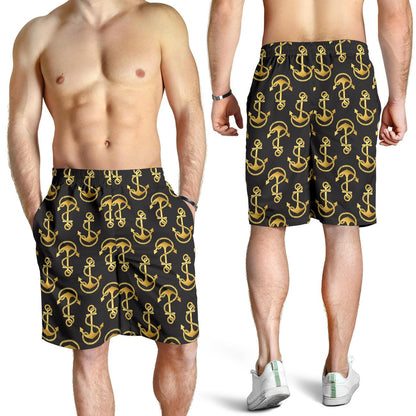 Anchor Gold Pattern Mens Shorts-JTAMIGO.COM