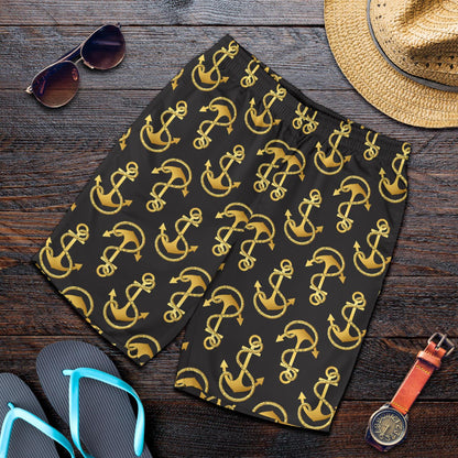 Anchor Gold Pattern Mens Shorts-JTAMIGO.COM