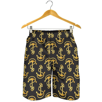 Anchor Gold Pattern Mens Shorts-JTAMIGO.COM